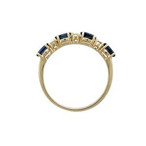 9ct Gold Diamond & Sapphire Set Band Ring