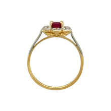 Load image into Gallery viewer, 18ct Gold &amp; Platinum Diamond &amp; Ruby Set Vintage Style Ring
