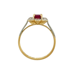 18ct Gold & Platinum Diamond & Ruby Set Vintage Style Ring