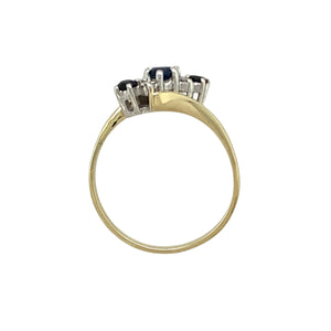 9ct Gold Diamond & Sapphire Set Twist Ring