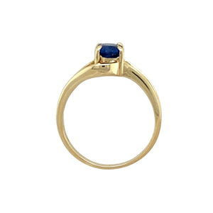 9ct Gold & Blue Stone Set Twist Ring