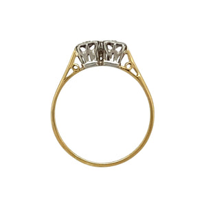 18ct Gold & Platinum Diamond Set Double Solitaire Ring