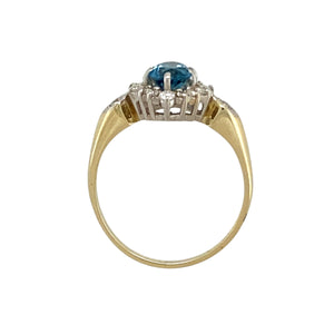 9ct Gold Diamond & Blue Topaz Set Cluster Ring