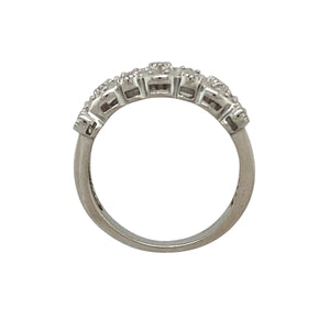 9ct White Gold & Diamond Set Open Patterned Band Ring