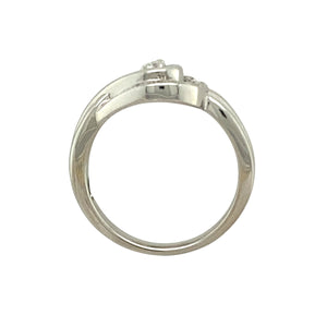 9ct White Gold & Diamond Set Loop Ring