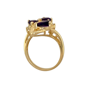 9ct Gold Diamond & Amethyst Set Dress Ring