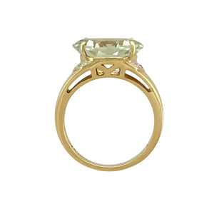 9ct Gold Light Green & Cubic Zirconia Set Dress Ring