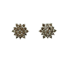 Load image into Gallery viewer, Preowned 9ct Yellow and White Gold &amp; Chocolate coloured Diamond Set Cluster Stud Earrings with the weight 1.90 grams
