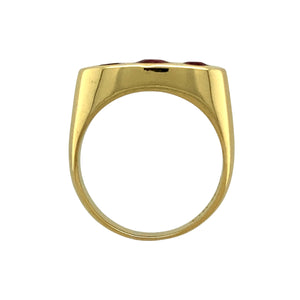 18ct Gold & Ruby Set Trilogy Signet Ring