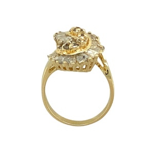 14ct Gold & Diamond Set Swirl Cluster Dress Ring