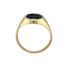 Load image into Gallery viewer, 9ct Gold &amp; Onyx Set Centurion Head Oval Signet Ring
