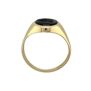 9ct Gold & Onyx Set Centurion Head Oval Signet Ring