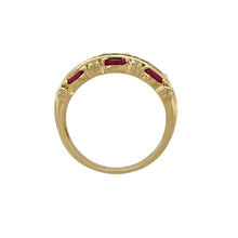 Load image into Gallery viewer, 9ct Gold Diamond &amp; Ruby Set Three Row Ring
