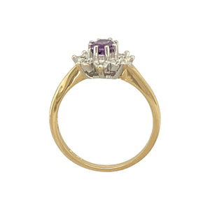 9ct Gold Diamond & Amethyst Set Cluster Ring