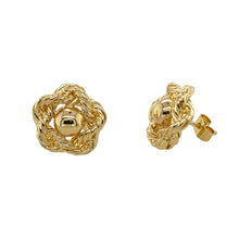 Load image into Gallery viewer, 9ct Gold Solid Flower Rope Style Stud Earrings
