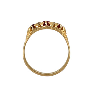 18ct Gold Diamond & Ruby Set Vintage Style Ring