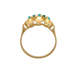 9ct Gold & Turquoise Set Flower Style Ring