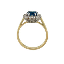 Load image into Gallery viewer, 9ct Gold Blue Topaz &amp; Cubic Zirconia Set Cluster Ring
