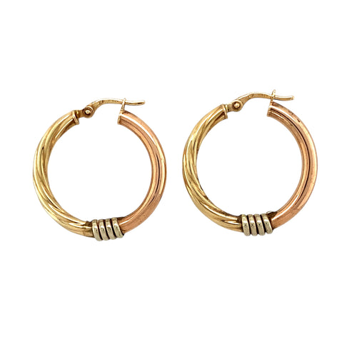 9ct Gold Twisted Hoop Creole Earrings