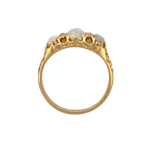 18ct Gold Diamond & Opalique Set Vintage Style Ring