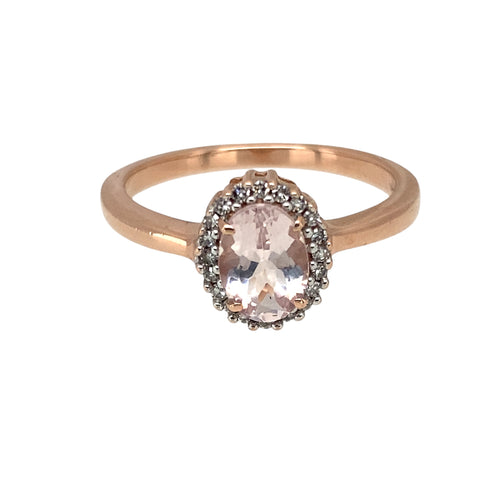 9ct Gold Diamond & Morganite Set Cluster Ring