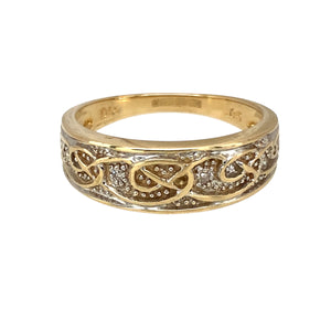 9ct Gold & Diamond Set Celtic Band Ring