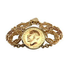 Load image into Gallery viewer, 9ct Gold Patterned 7.25&quot; Mount Bracelet with 22ct Gold Full Sovereign
