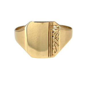 9ct Gold Patterned Rectangle Signet Ring