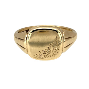 9ct Gold Patterned Square Signet Ring