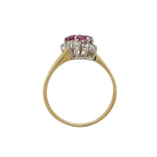 Load image into Gallery viewer, 9ct Gold Pink Stone &amp; Cubic Zirconia Set Flower Style Ring
