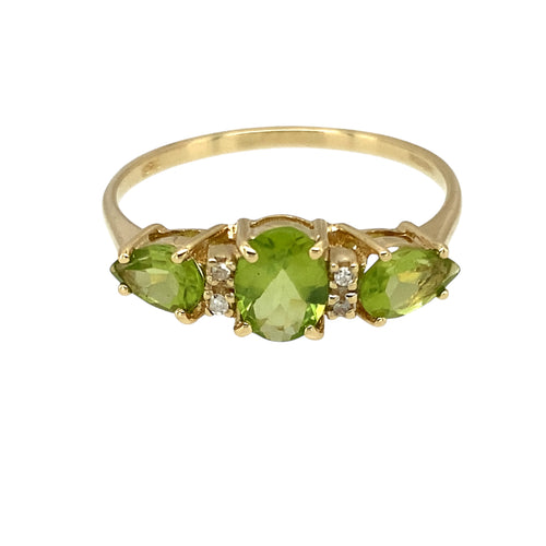 9ct Gold Peridot & Cubic Zirconia Set Ring