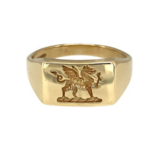 Load image into Gallery viewer, 9ct Gold Welsh Dragon Rectangle Signet Ring
