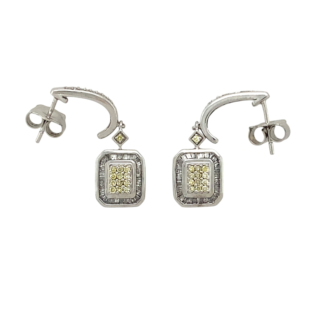 10ct White Gold & Diamond Set Dropper Earrings