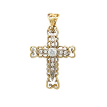 Load image into Gallery viewer, 9ct Gold &amp; Cubic Zirconia Set Fancy Cross Pendant
