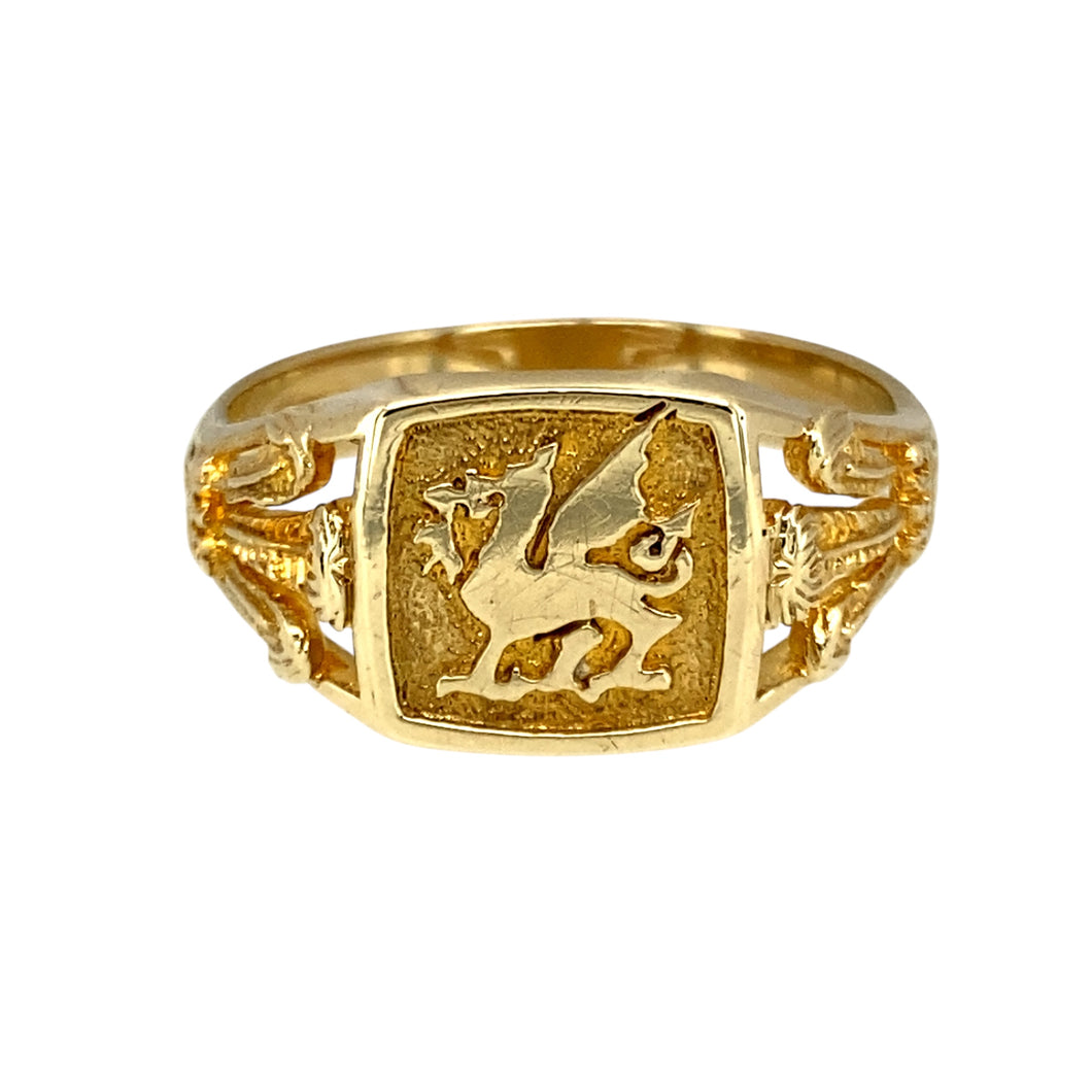 9ct Gold Welsh Dragon Signet Ring