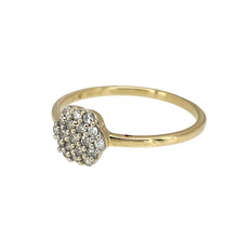 Load image into Gallery viewer, Preowned 9ct Yellow and White Gold &amp; Diamond Set Cluster Ring in size R to S with the weight 1.60 grams. The front of the ring is 7mm high
