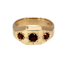 Load image into Gallery viewer, 9ct Gold &amp; Garnet Set Three Stone Ring
