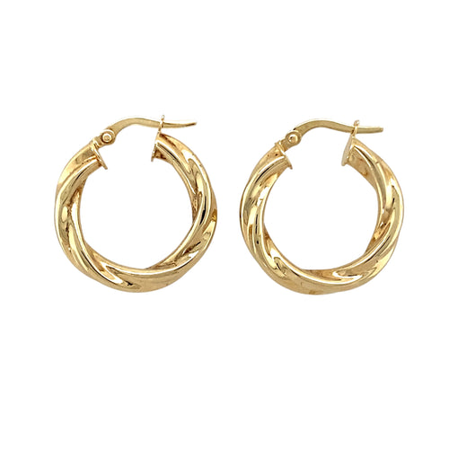 9ct Gold Ribbon Twist Hoop Creole Earrings