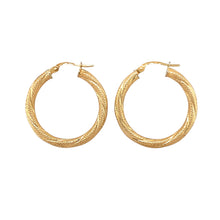 Load image into Gallery viewer, 9ct Gold Twist Patterned Hoop Creole Earrings
