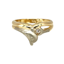 Load image into Gallery viewer, 14ct Gold &amp; Diamond Set Dolphin Ring
