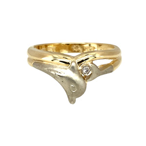 14ct Gold & Diamond Set Dolphin Ring