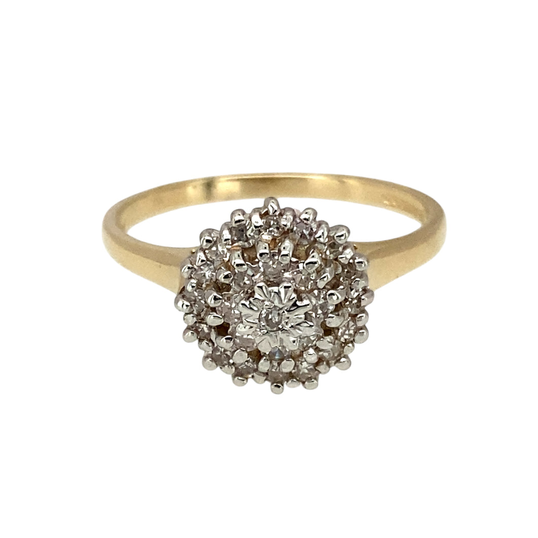 9ct Gold & Diamond Set Cluster Ring