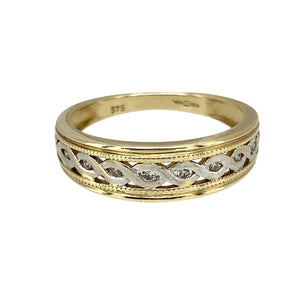 9ct Gold & Diamond Set Celtic Style Band Ring