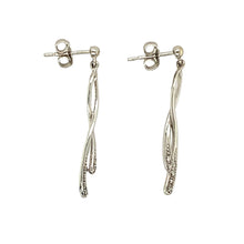 Load image into Gallery viewer, 9ct White Gold &amp; Diamond Set Swirl Drop Earrings
