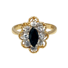 Load image into Gallery viewer, 9ct Gold Sapphire &amp; Cubic Zirconia Set Cluster Ring
