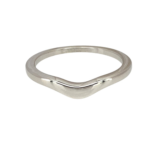 9ct White Gold Slight Curved Band Wishbone Style Ring