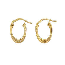 Load image into Gallery viewer, 9ct Gold Twisted Patterned Oval Creole Earrings
