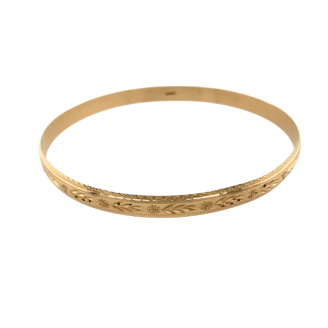 9ct Solid Gold Patterned Bangle