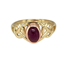 Load image into Gallery viewer, 9ct Gold &amp; Ruby Cabochon Set Clogau Birthstone Ring
