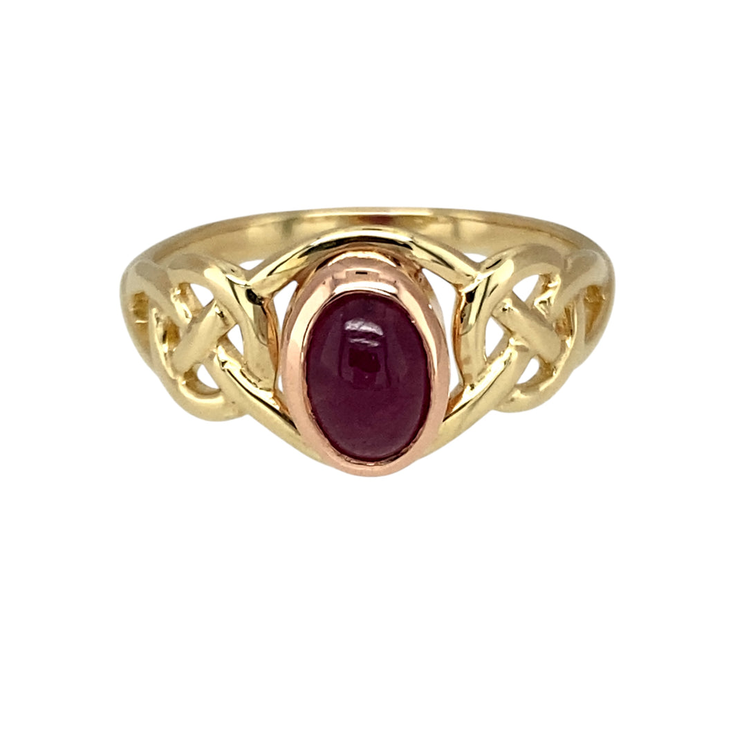 9ct Gold & Ruby Cabochon Set Clogau Birthstone Ring